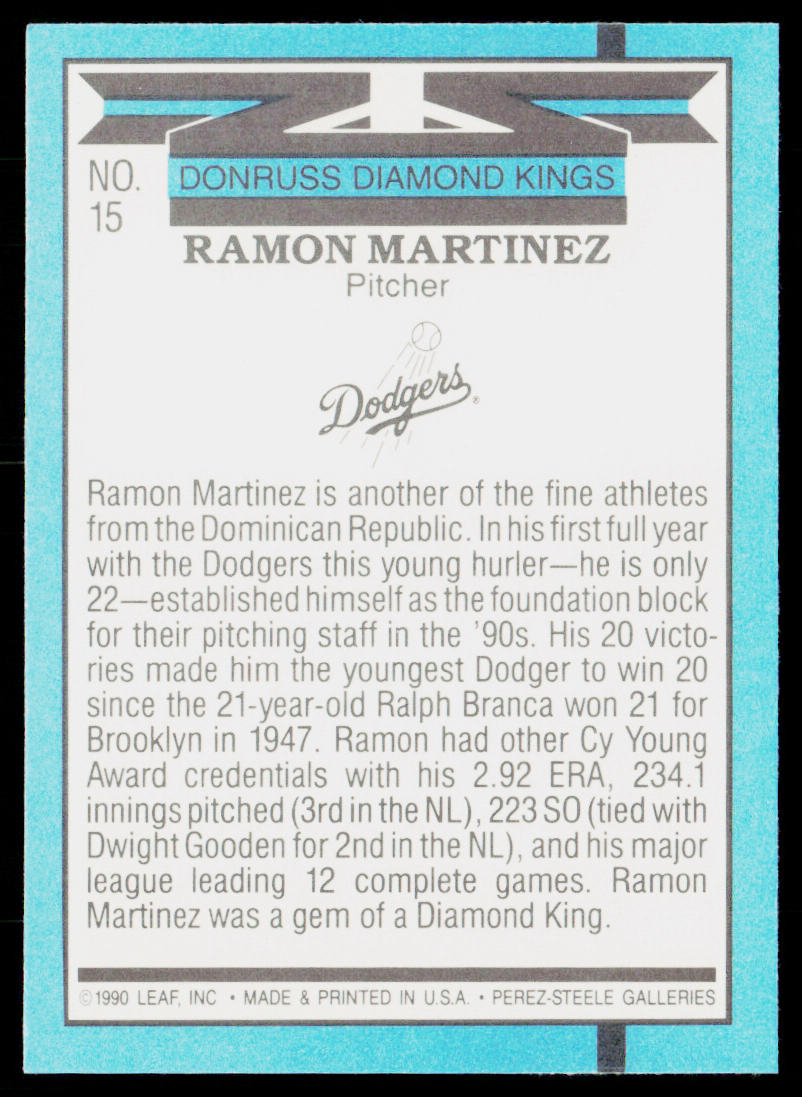 Ramon Martinez 1991 Donruss #15 Los Angeles Dodgers