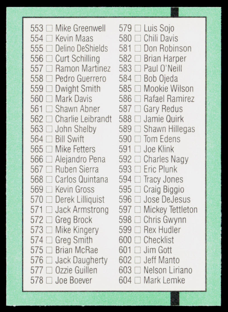 Checklist 507-604 1991 Donruss #700