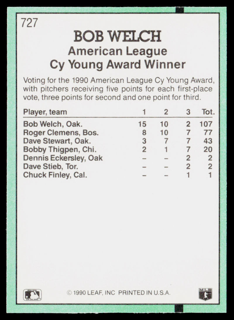 Bob Welch 1991 Donruss #727 Oakland Athletics