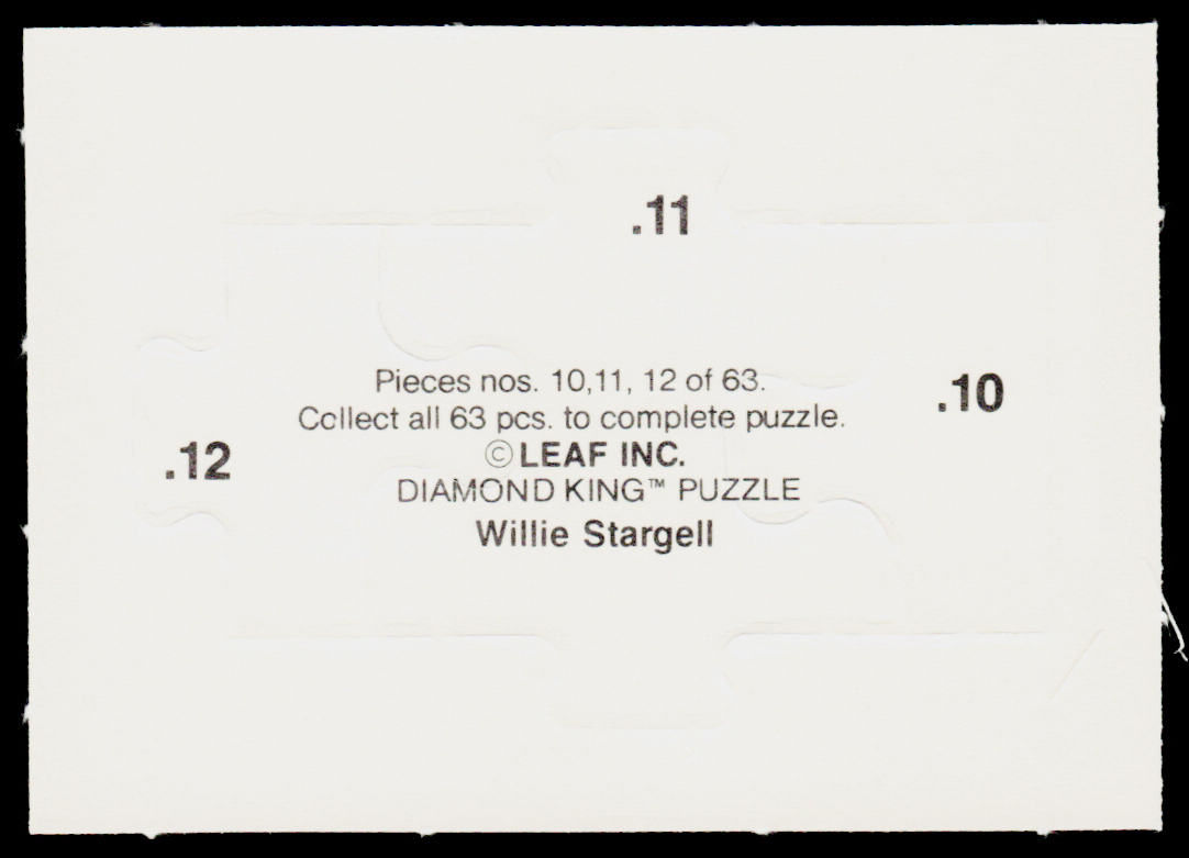 Willie Stargell 1991 Donruss Willie Stargell Puzzle #16-18b Pittsburgh Pirates