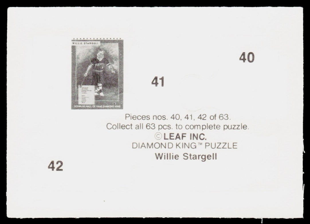 Willie Stargell 1991 Donruss Willie Stargell Puzzle #40-42 Pittsburgh Pirates