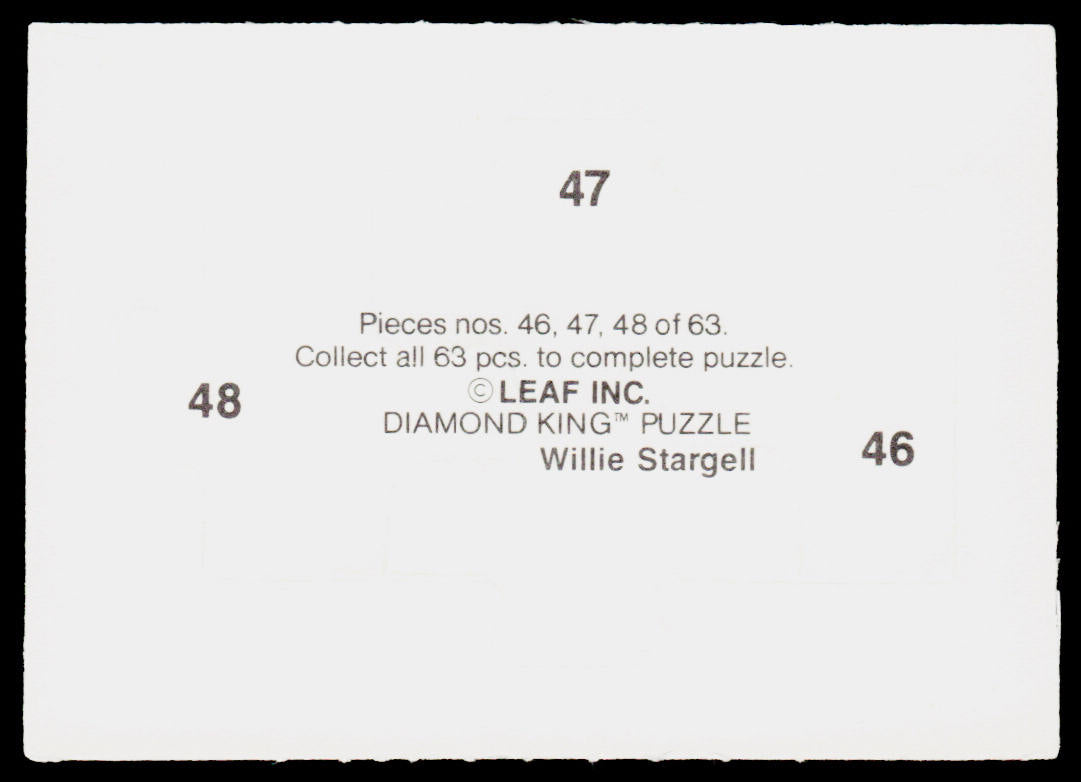 Willie Stargell 1991 Donruss Willie Stargell Puzzle #46-48b Pittsburgh Pirates