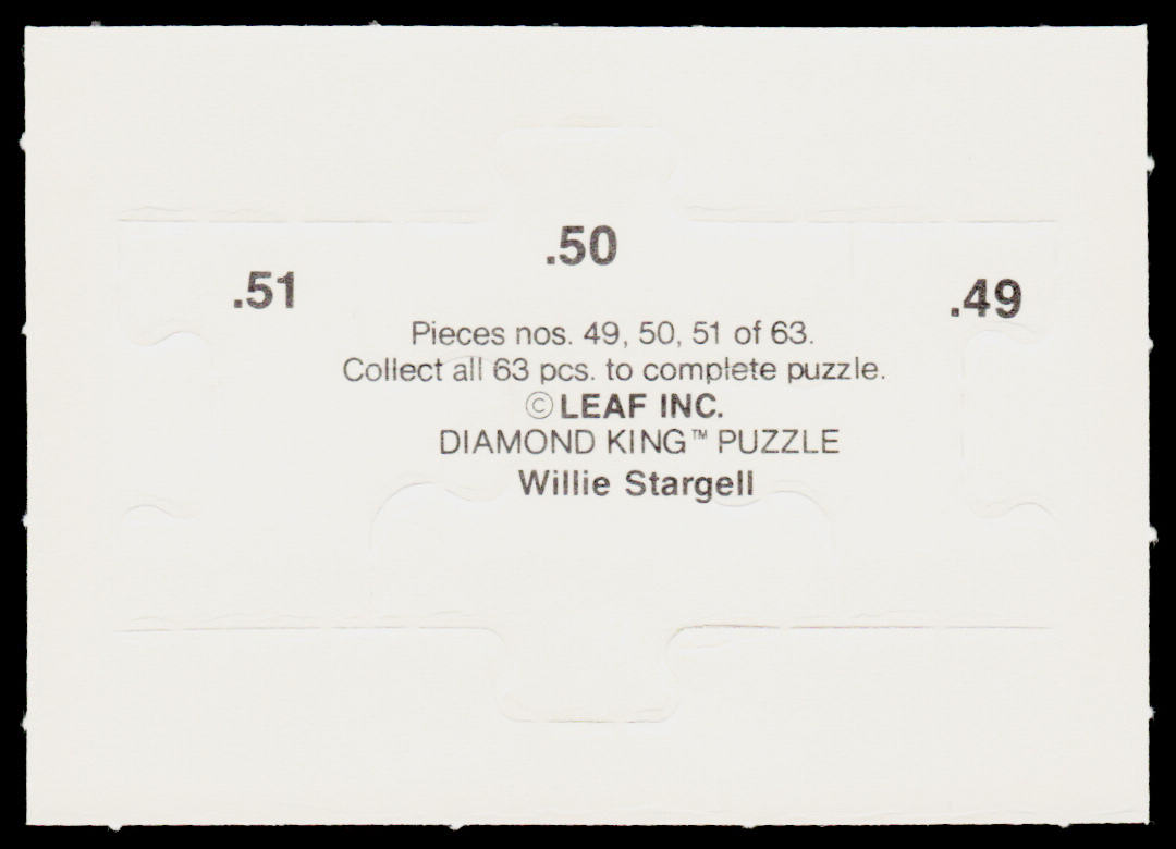 Willie Stargell 1991 Donruss Willie Stargell Puzzle #49-51b Pittsburgh Pirates