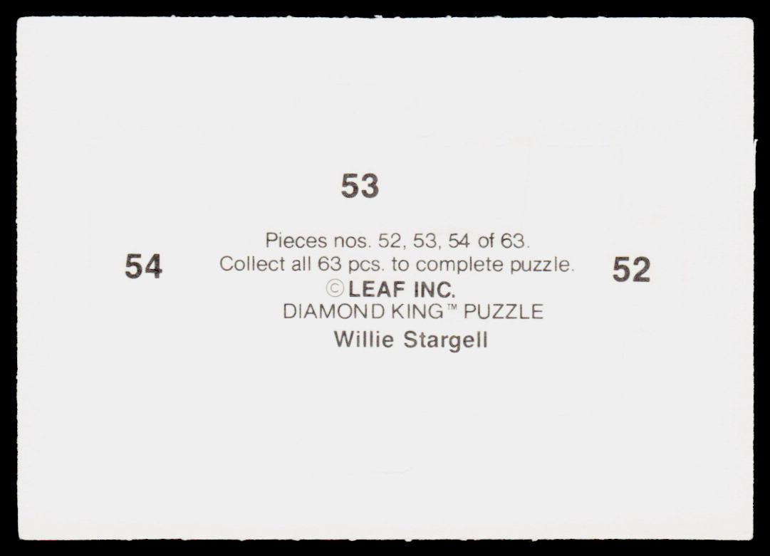 Willie Stargell 1991 Donruss Willie Stargell Puzzle #52-54 Pittsburgh Pirates