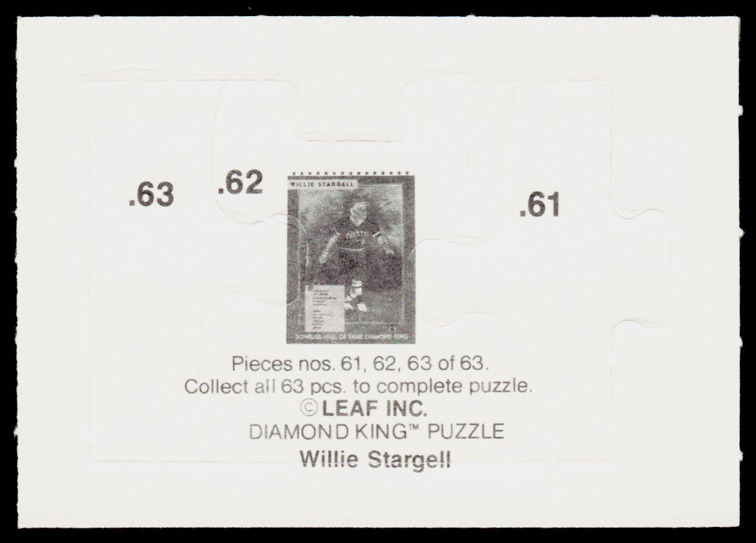 Willie Stargell 1991 Donruss Willie Stargell Puzzle #61-63 Pittsburgh Pirates