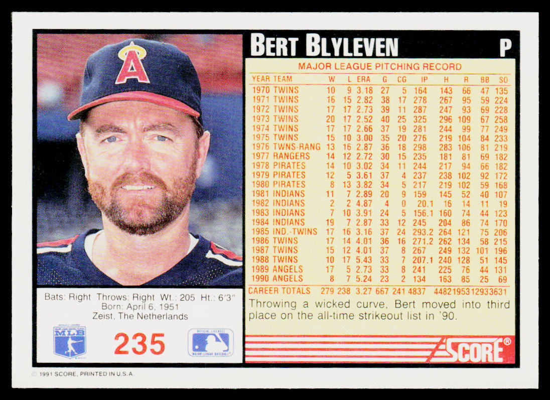 Bert Blyleven 1991 Score #235 California Angels