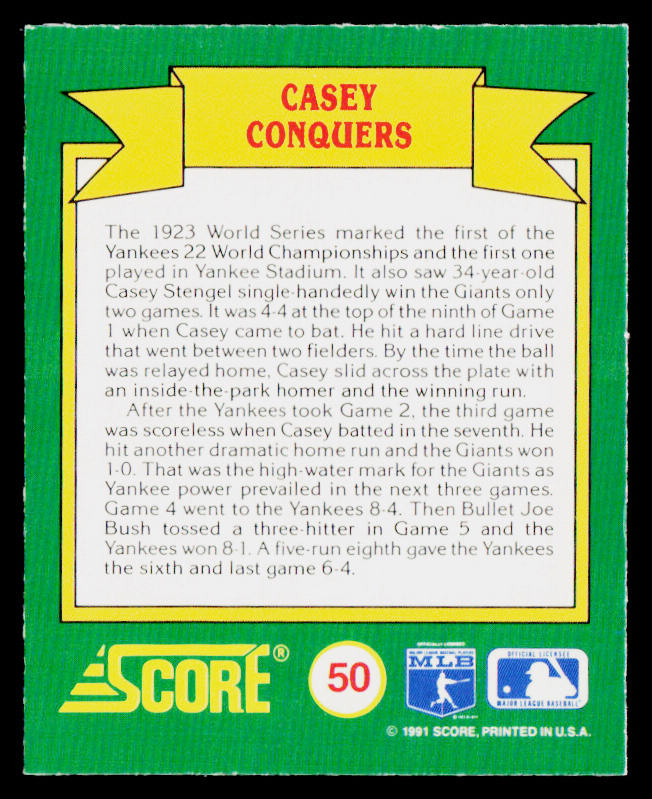 Casey Conquers 1991 Score Magic Motion: World Series Trivia #50