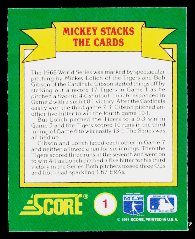 Mickey Stacks the Cards 1991 Score Magic Motion: World Series Trivia #1