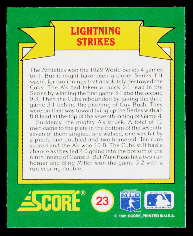 Lightning Strikes 1991 Score Magic Motion: World Series Trivia #23