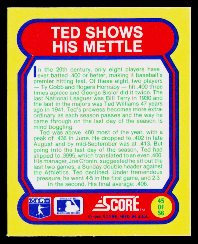 1988 Score Magic Motion: Great Moments in Baseball #45 Boston Red Sox