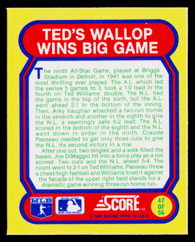 1988 Score Magic Motion: Great Moments in Baseball #47 Boston Red Sox