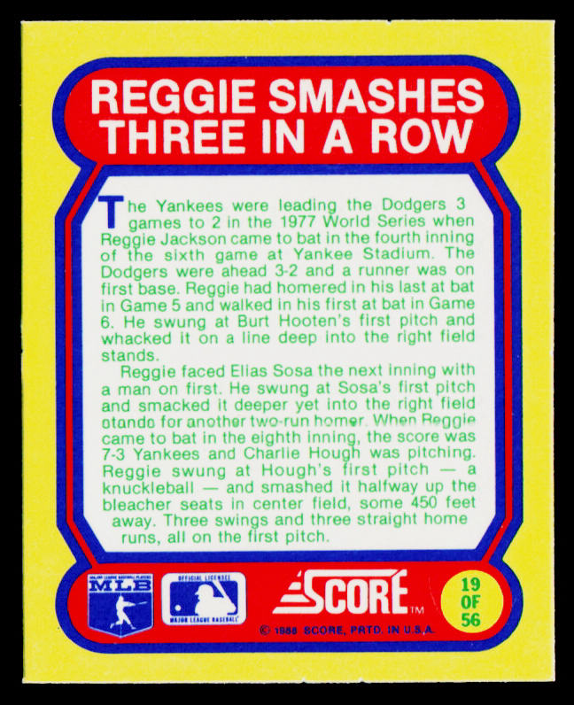 1988 Score Magic Motion: Great Moments in Baseball #19 New York Yankees