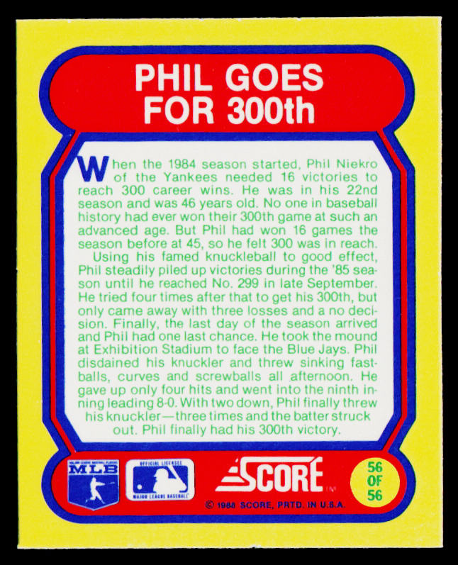 1988 Score Magic Motion: Great Moments in Baseball #56 New York Yankees