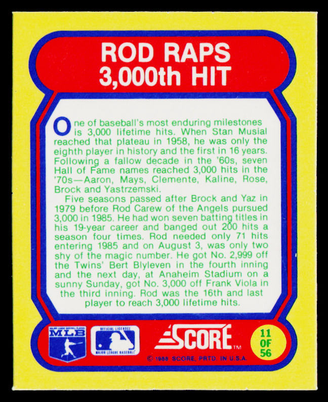 1988 Score Magic Motion: Great Moments in Baseball #11 California Angels