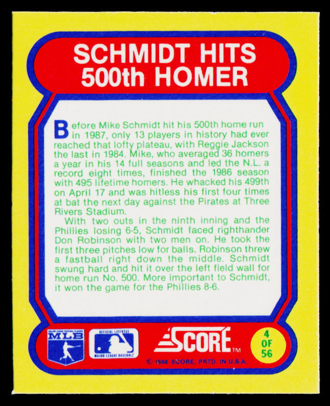 1988 Score Magic Motion: Great Moments in Baseball #4 Philadelphia Phillies