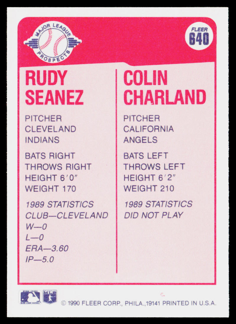 Rudy Seanez / Colin Charland 1990 Fleer #640b RC