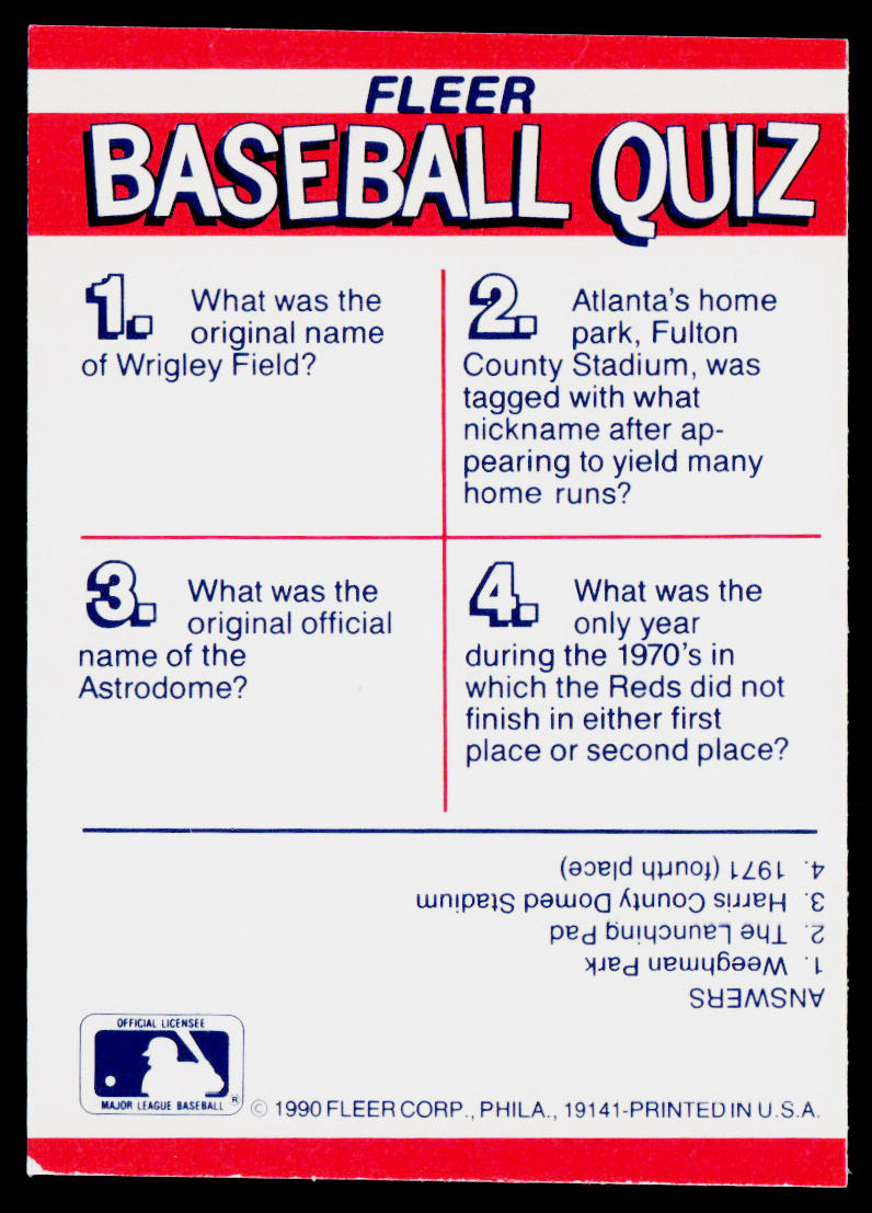 Braves / Cubs / Royals / Brewers 1990 Fleer Action Series Team Stickers #NNO