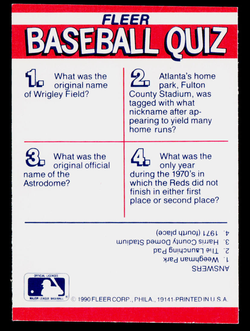 Braves / Cubs / Reds / Astros 1990 Fleer Action Series Team Stickers #NNO