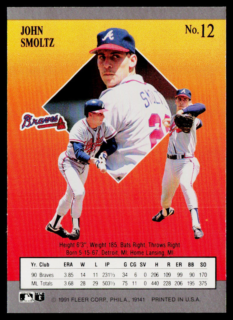 John Smoltz 1991 Ultra #12 Atlanta Braves