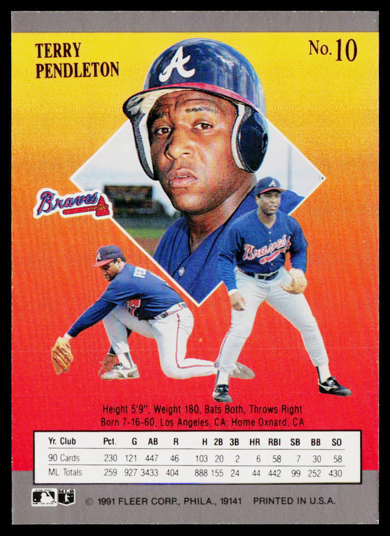 Terry Pendleton 1991 Ultra #10 Atlanta Braves