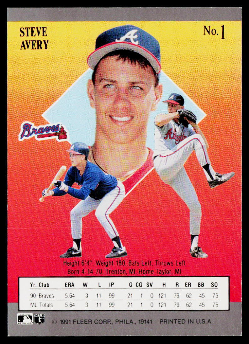 Steve Avery 1991 Ultra #1 Atlanta Braves