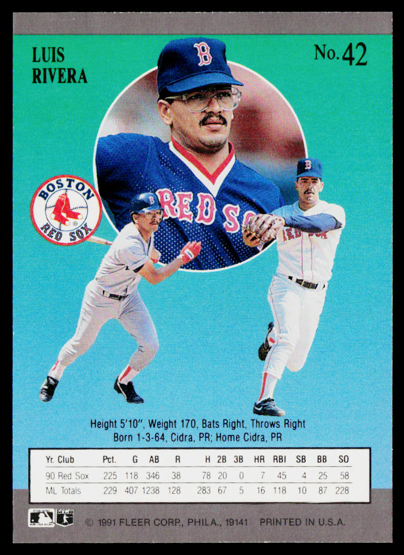 Luis Rivera 1991 Ultra #42 Boston Red Sox