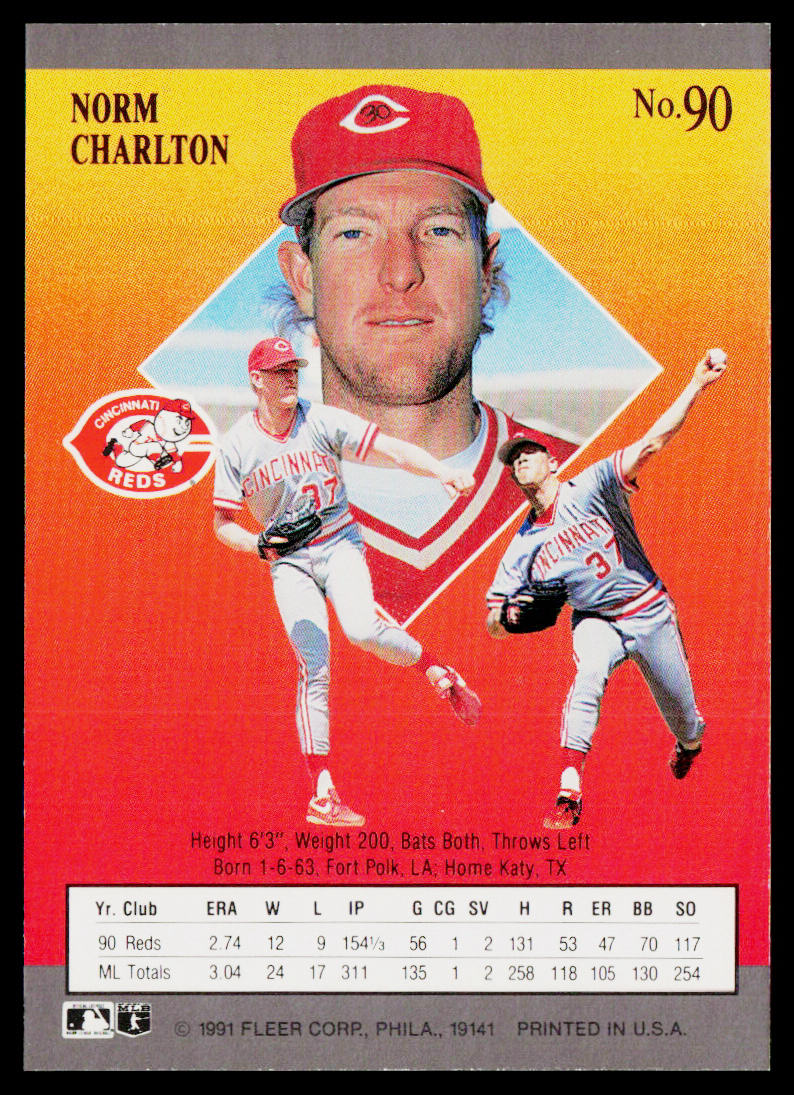 Norm Charlton 1991 Ultra #90 Cincinnati Reds