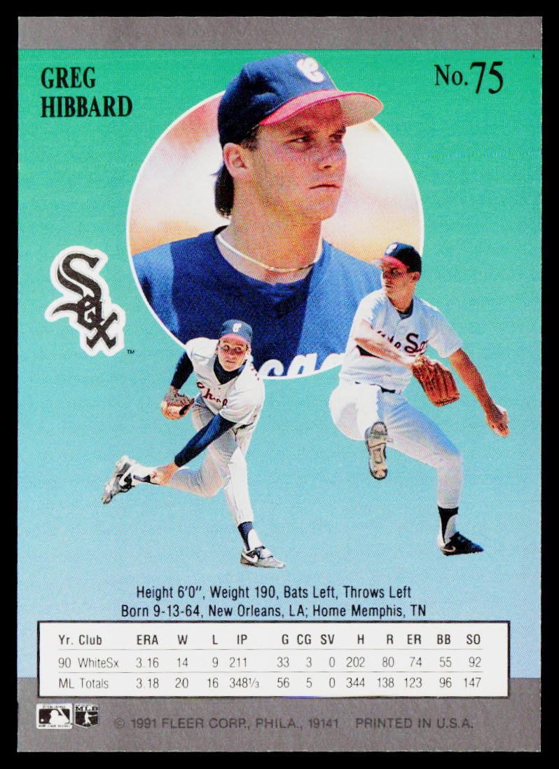 Greg Hibbard 1991 Ultra #75 Chicago White Sox