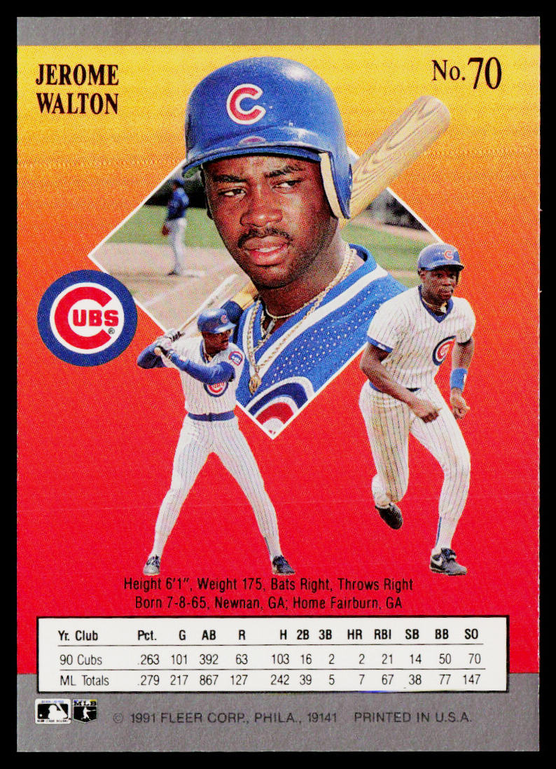 Jerome Walton 1991 Ultra #70 Chicago Cubs