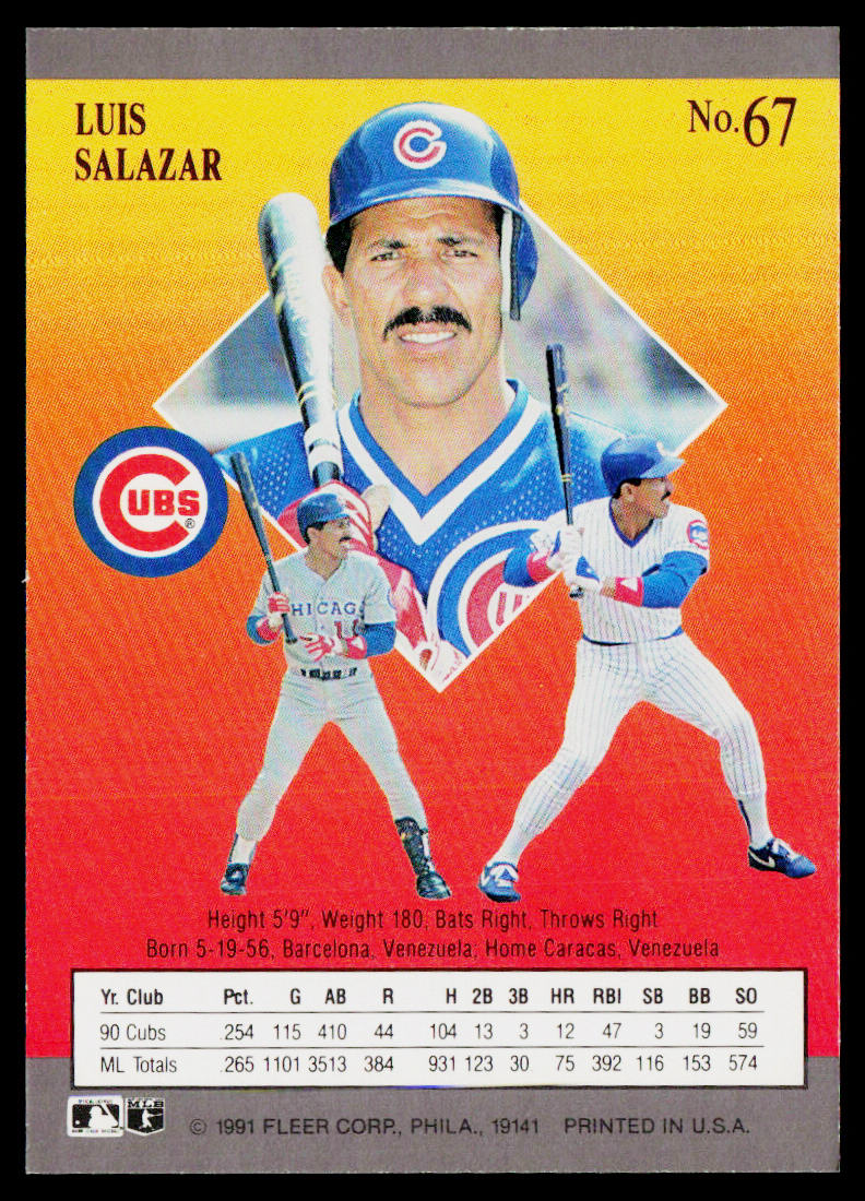 Luis Salazar 1991 Ultra #67 Chicago Cubs