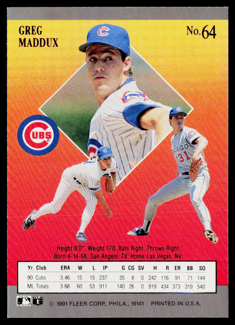 Greg Maddux 1991 Ultra #64 Chicago Cubs