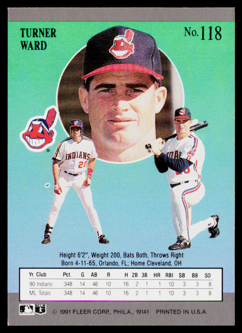Turner Ward 1991 Ultra #118 RC Cleveland Indians