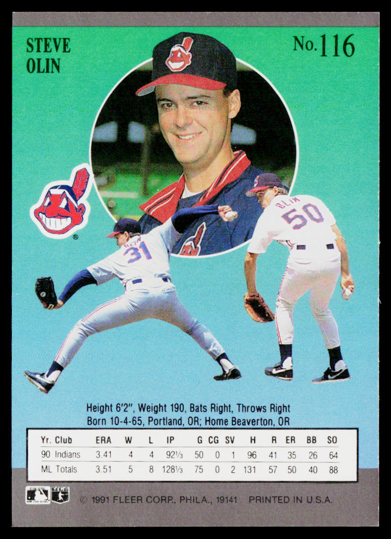 Steve Olin 1991 Ultra #116 Cleveland Indians