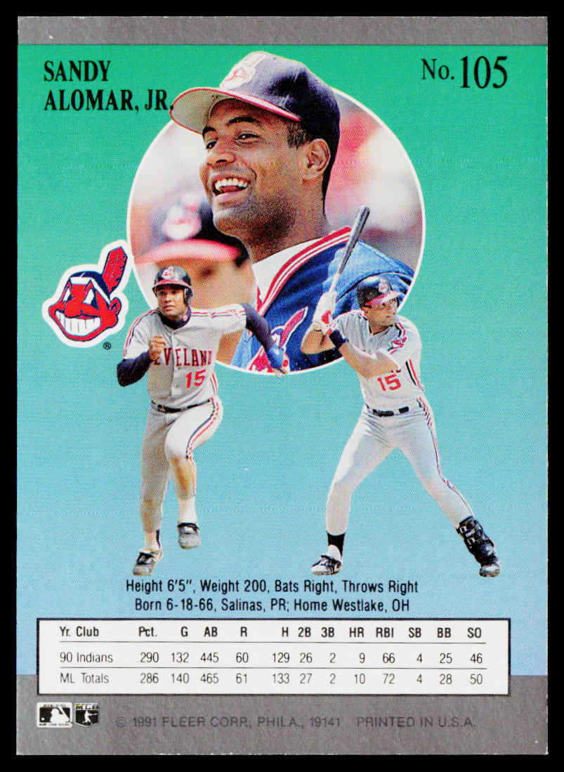Sandy Alomar, Jr. 1991 Ultra #105 Cleveland Indians