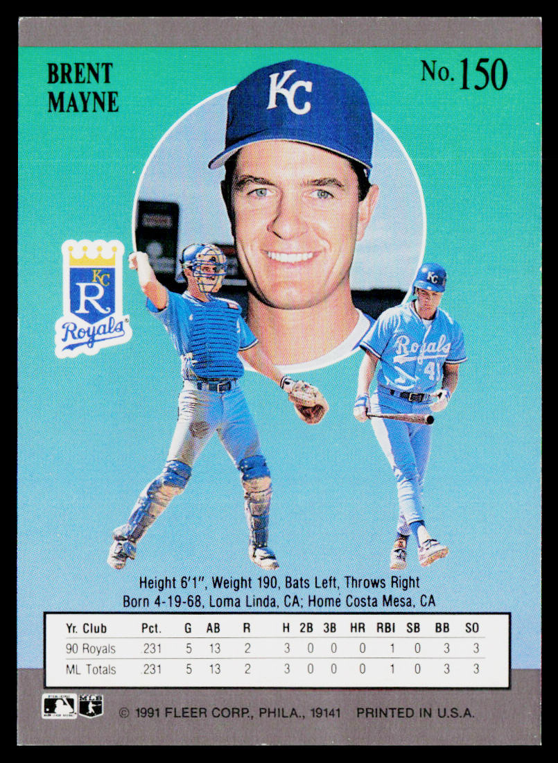 Brent Mayne 1991 Ultra #150 Kansas City Royals