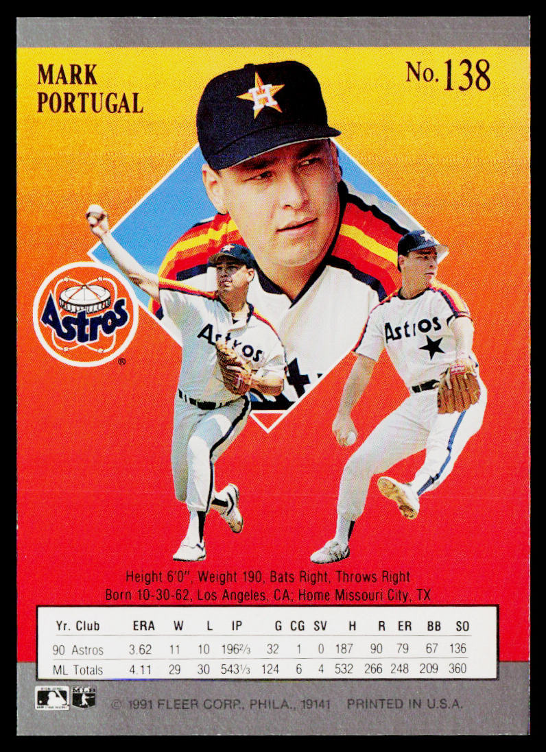 Mark Portugal 1991 Ultra #138 Houston Astros