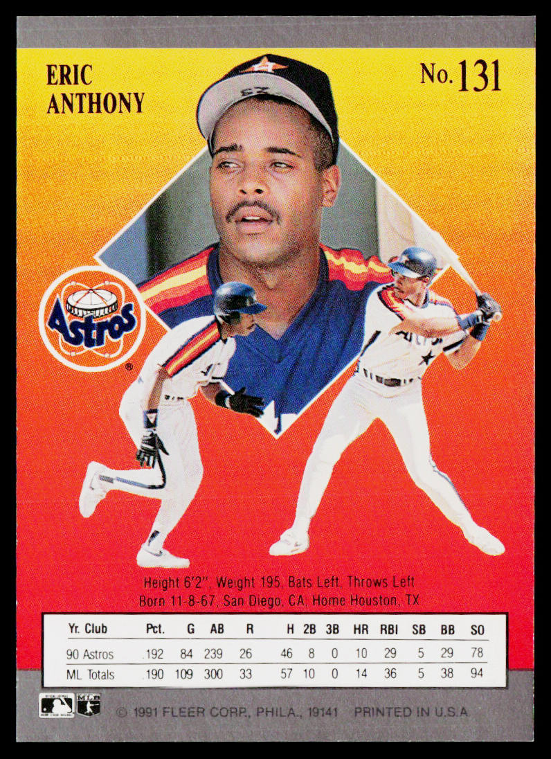 Eric Anthony 1991 Ultra #131 Houston Astros