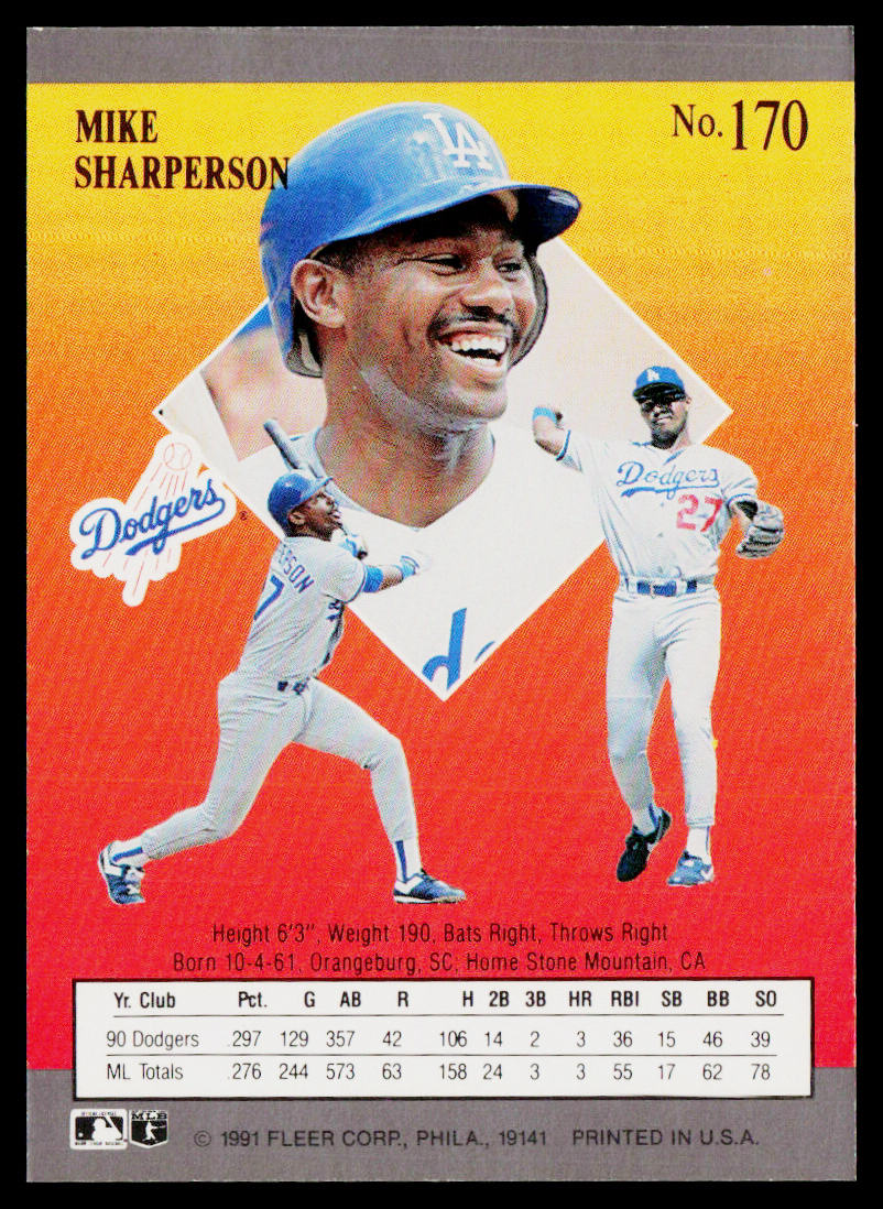 Mike Sharperson 1991 Ultra #170 Los Angeles Dodgers