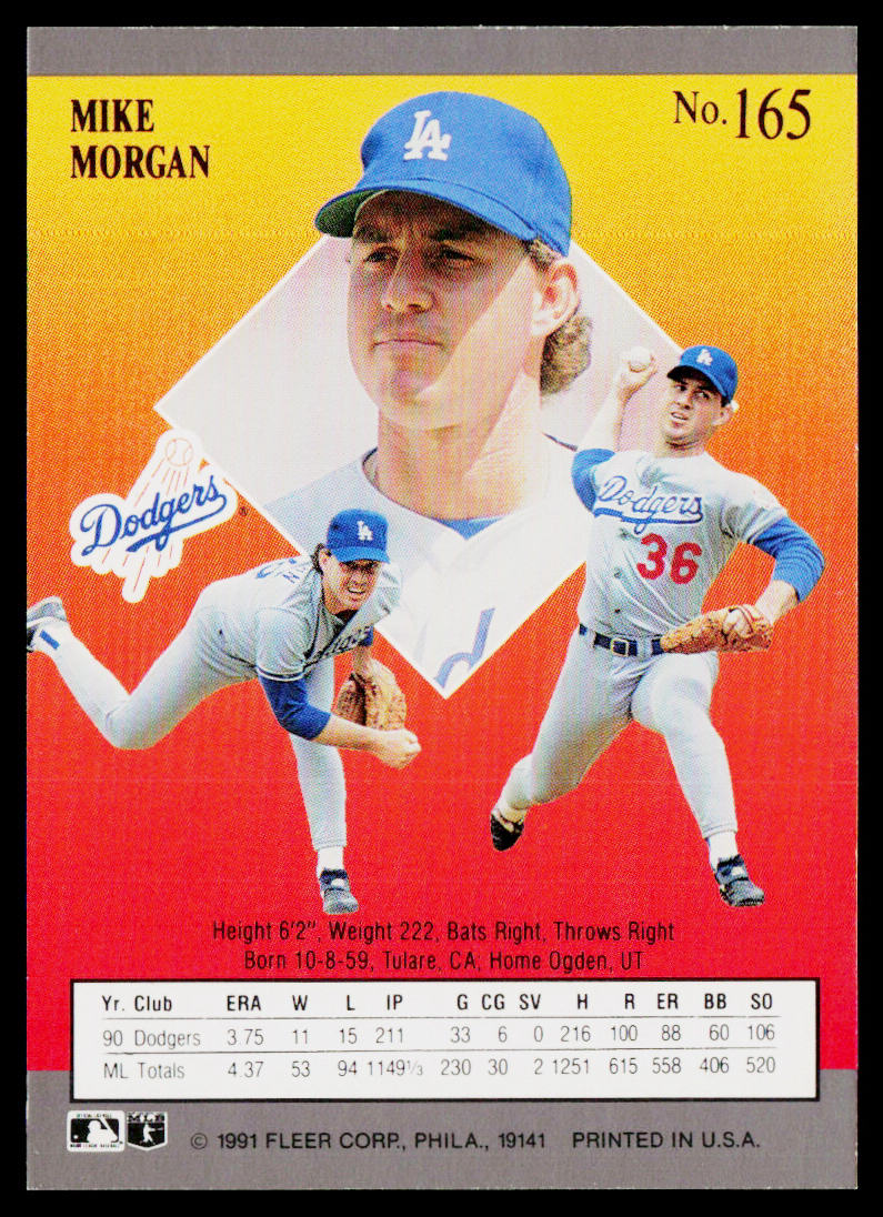 Mike Morgan 1991 Ultra #165 Los Angeles Dodgers