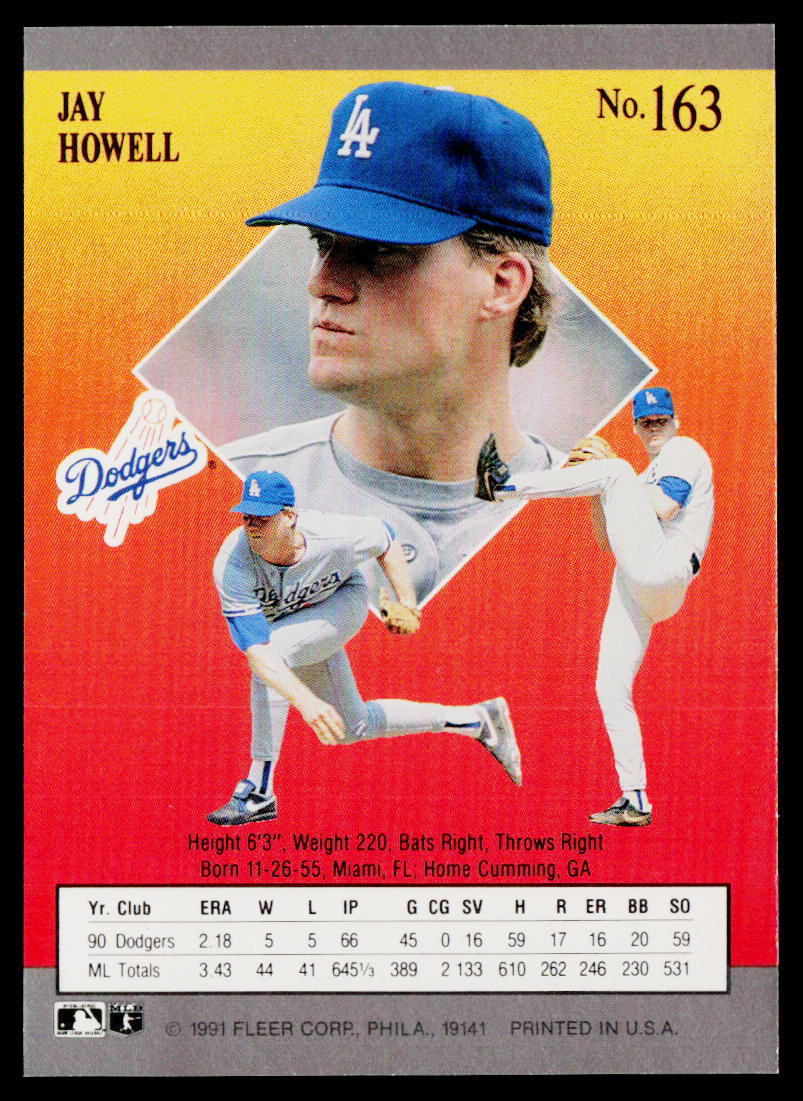 Jay Howell 1991 Ultra #163 Los Angeles Dodgers