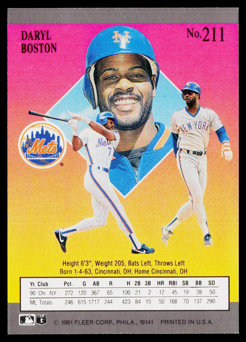 Daryl Boston 1991 Ultra #211 New York Mets