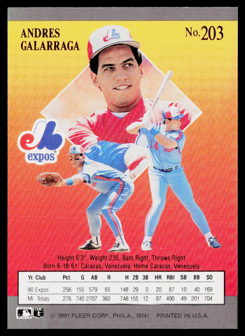 Andres Galarraga 1991 Ultra #203 Montreal Expos