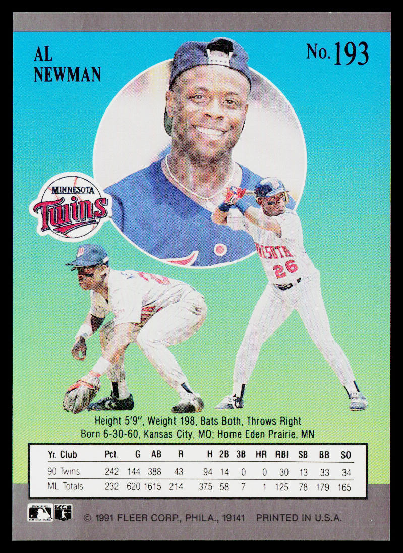 Al Newman 1991 Ultra #193 Minnesota Twins