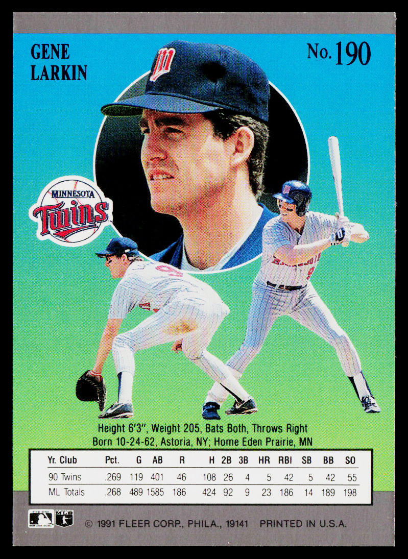 Gene Larkin 1991 Ultra #190 Minnesota Twins
