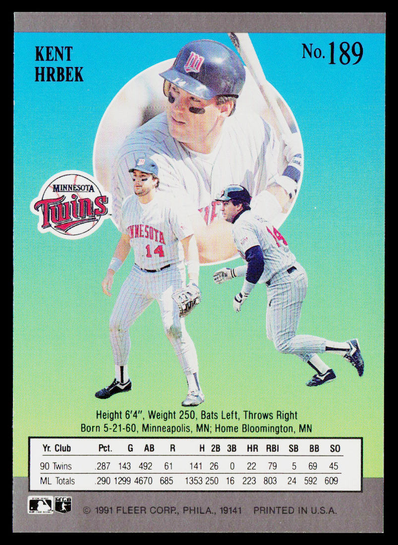 Kent Hrbek 1991 Ultra #189 Minnesota Twins