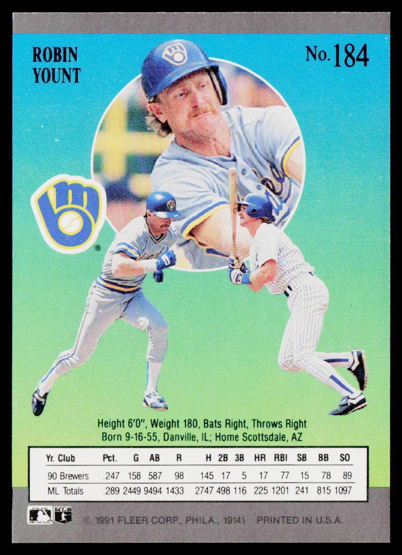 Robin Yount 1991 Ultra #184 Milwaukee Brewers