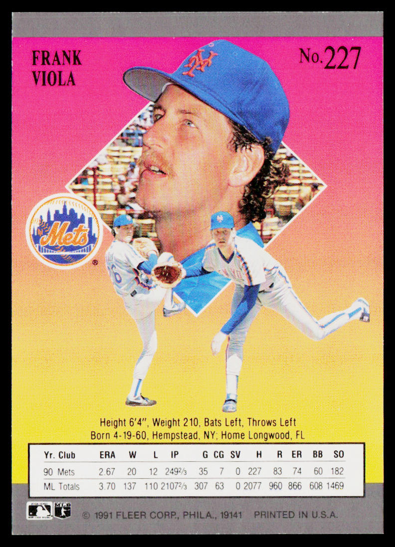 Frank Viola 1991 Ultra #227 New York Mets