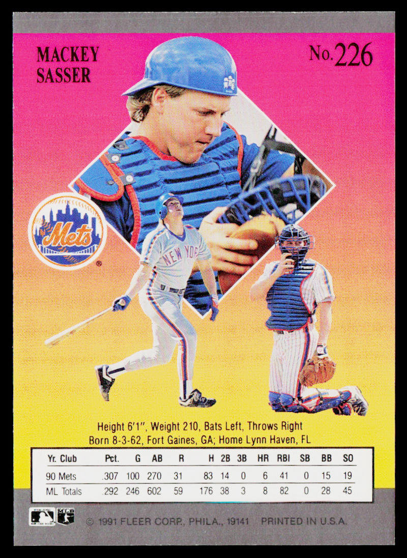 Mackey Sasser 1991 Ultra #226 New York Mets