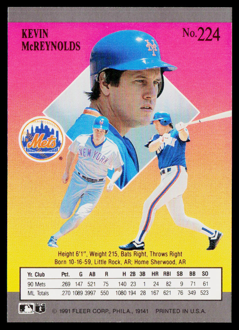 Kevin McReynolds 1991 Ultra #224 New York Mets