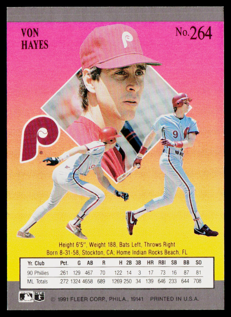 Von Hayes 1991 Ultra #264 Philadelphia Phillies